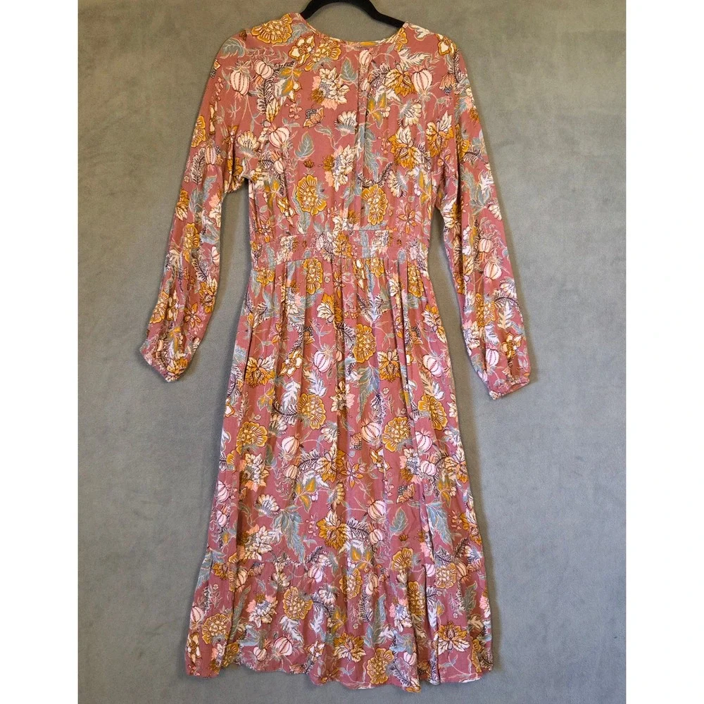 Knox Rose Smocked Midi Dress Women Size Medium Floral Boho Cottage Prairie